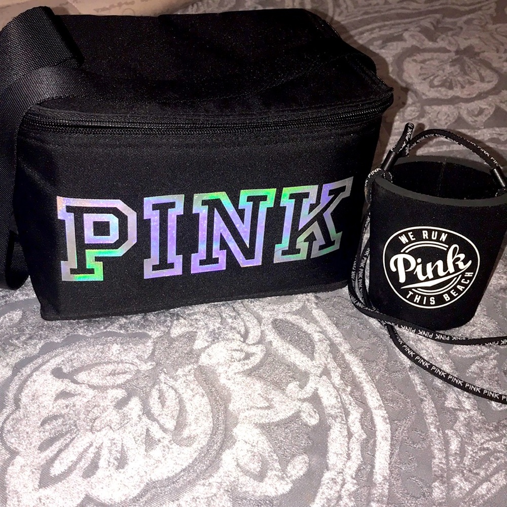 Pink lunch tote and cup/drink holder